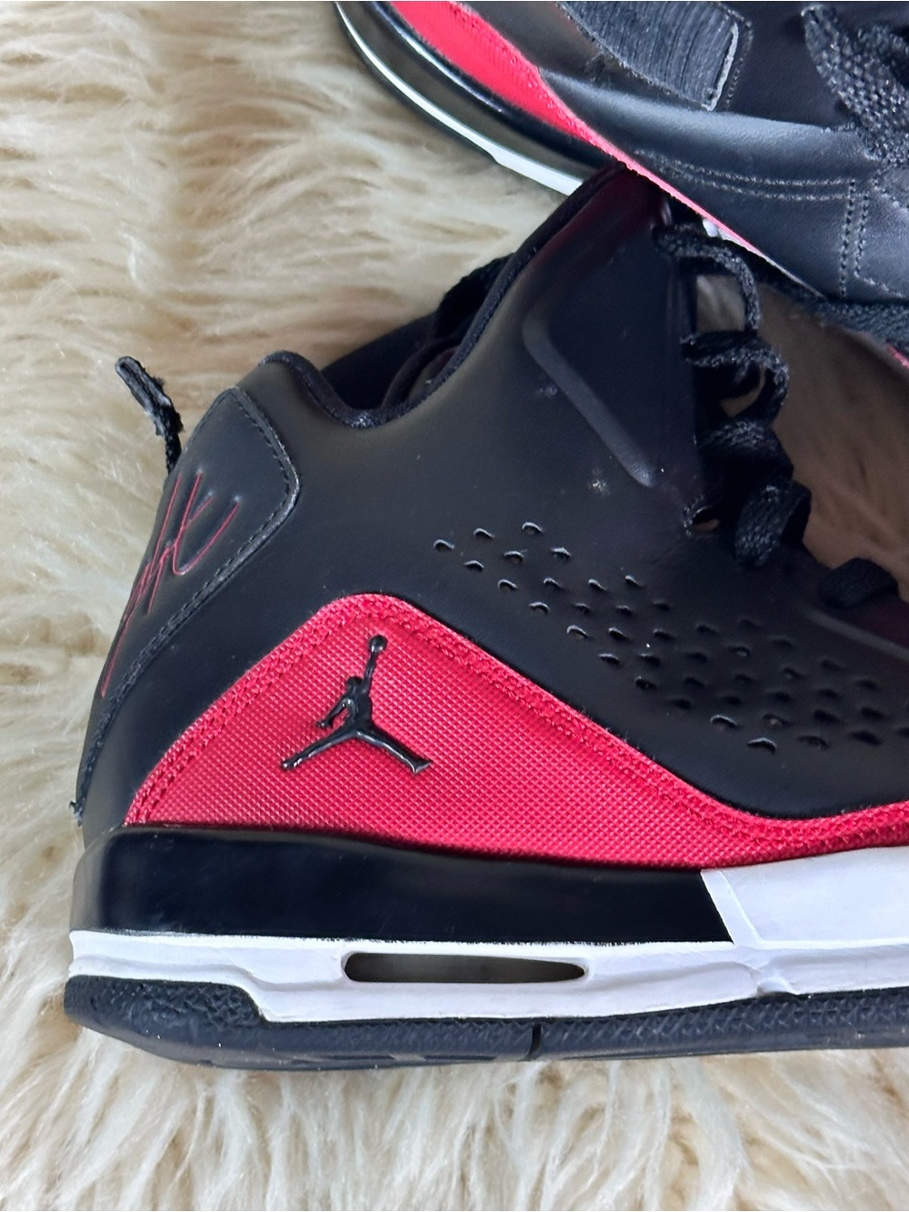 Jordan Kids Black and Red High-Top Sneakers - Picture 8 of 9